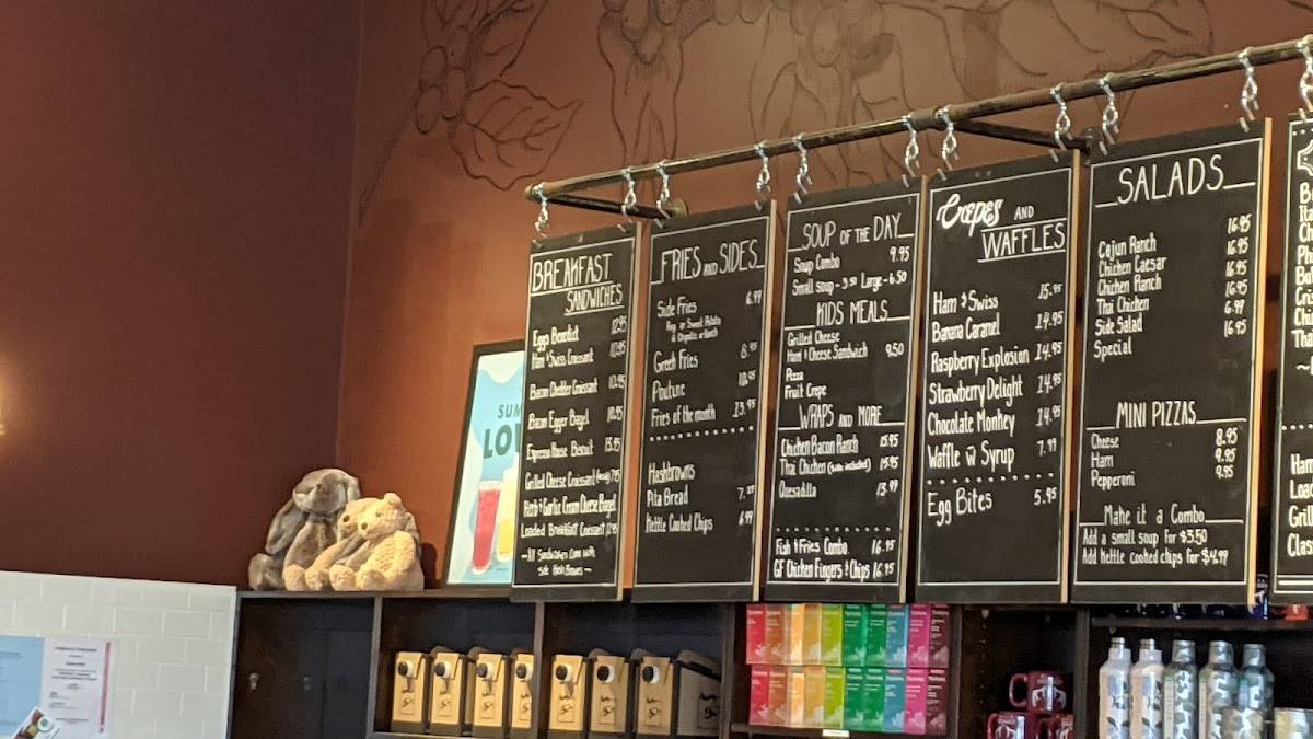 Menu at The Espresso House cafe, La Crête