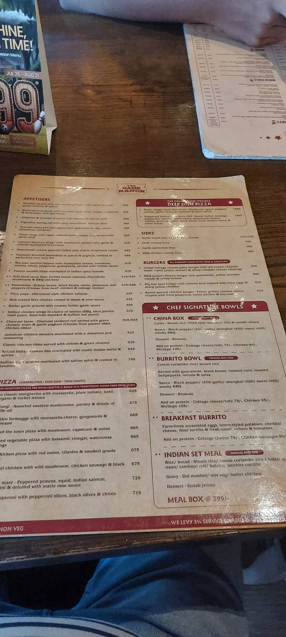 The Game Ranch (Powai) menu