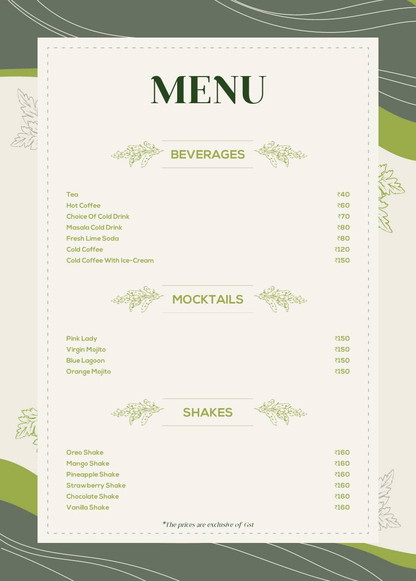 The Garden Kitchen menu