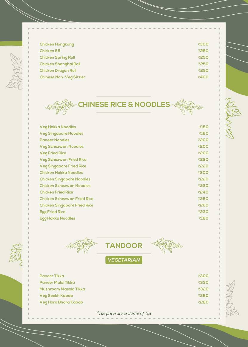 The Garden Kitchen menu