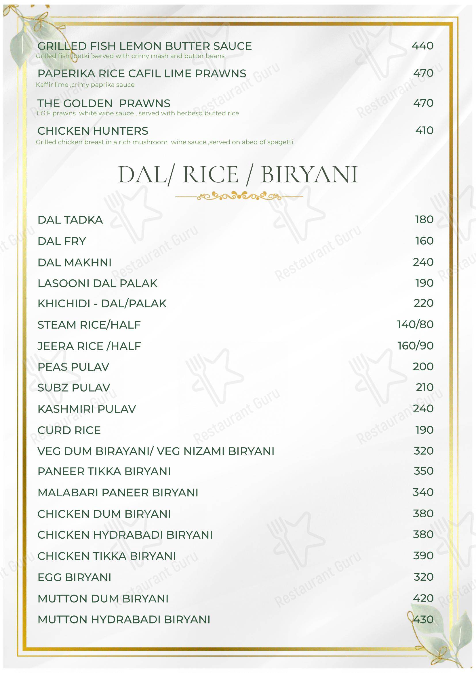 The Golden Leaf - Menu