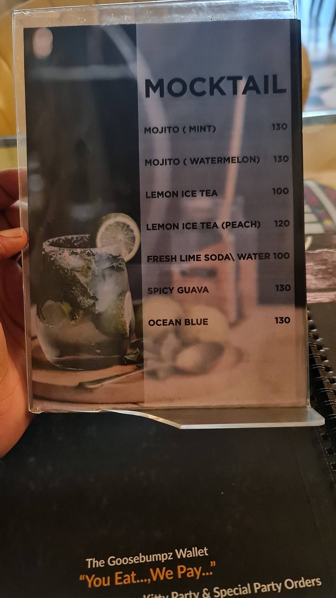 The Goosebumpz Restaurant menu
