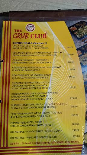 The Grub Club menu
