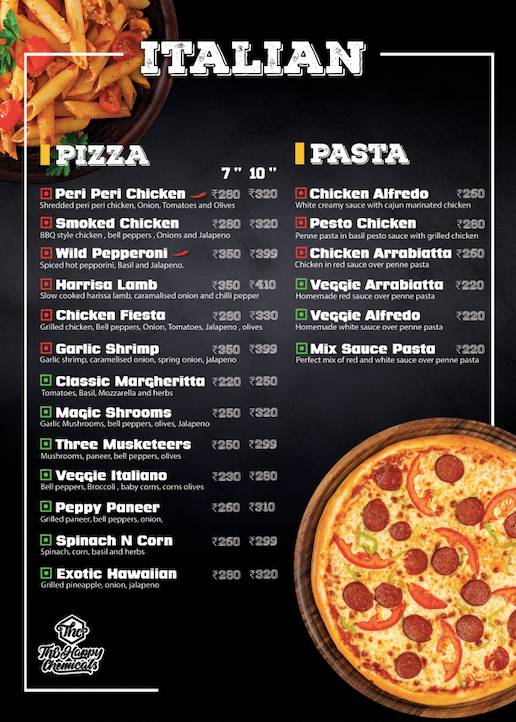 The Happy Chemicals menu