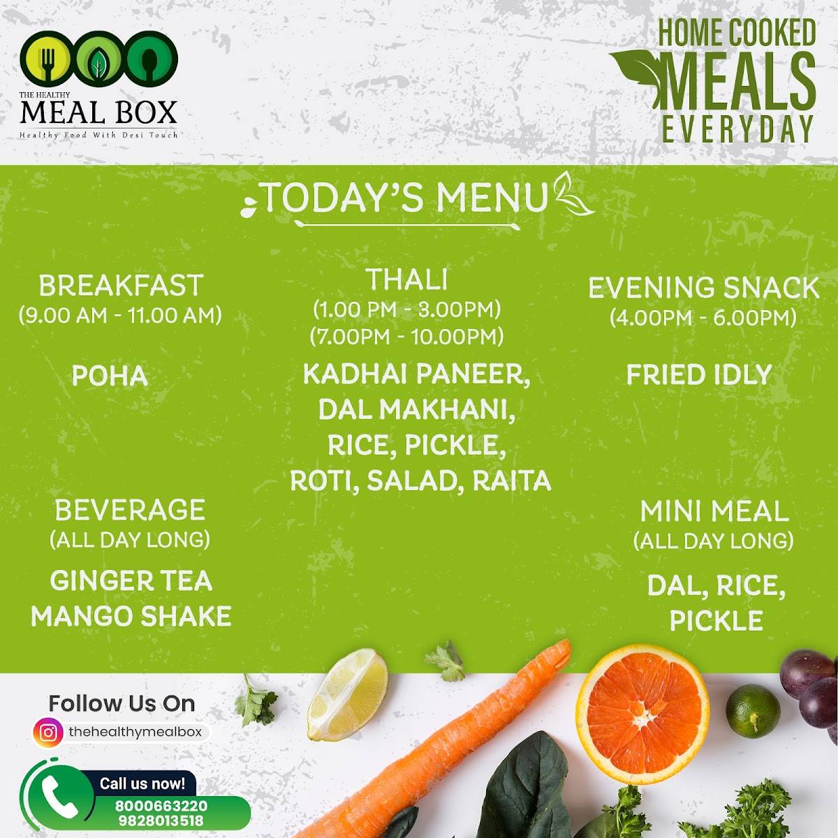 The Healthy Meal Box menu