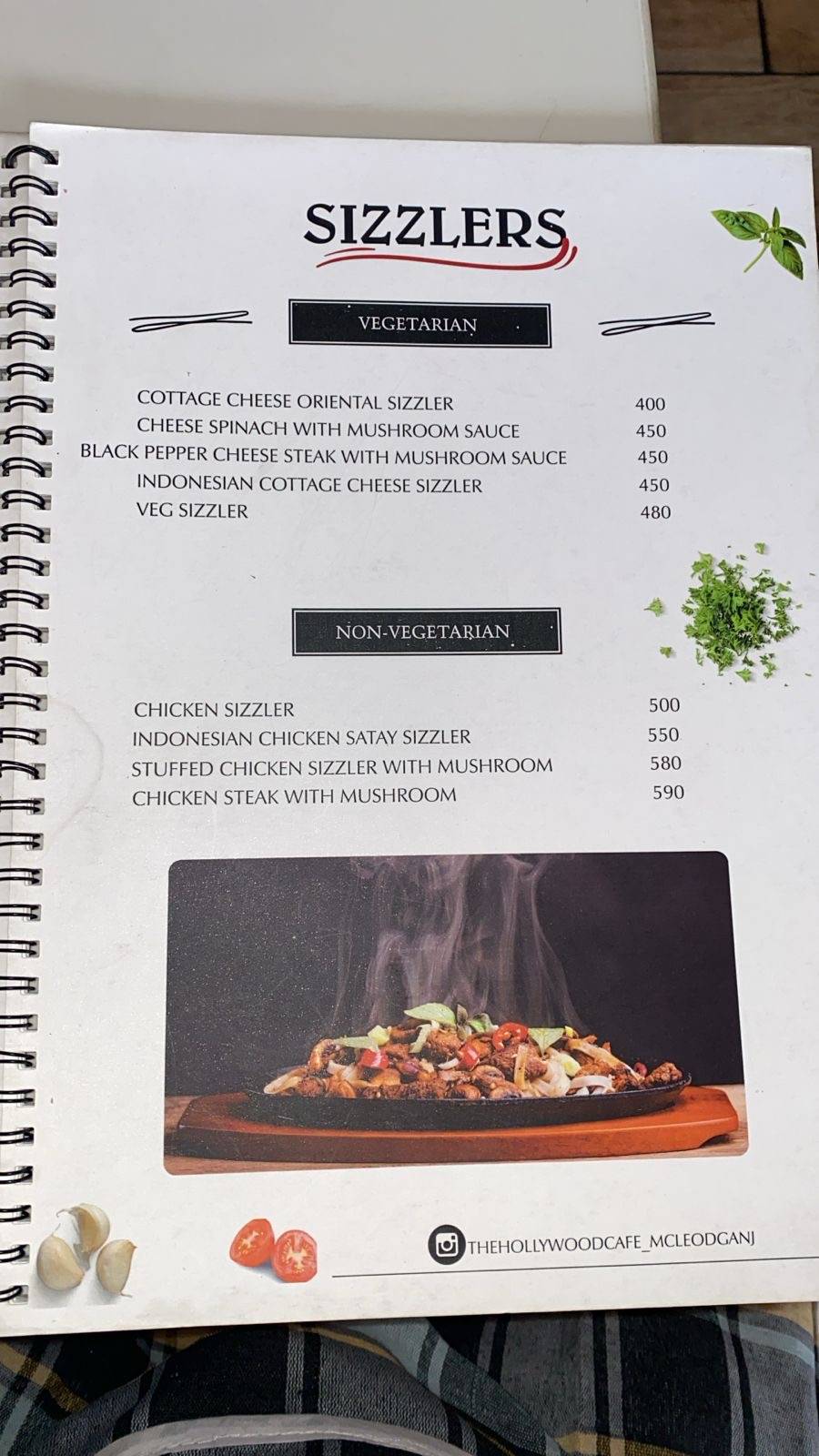 The Hollywood Cafe (THC) menu