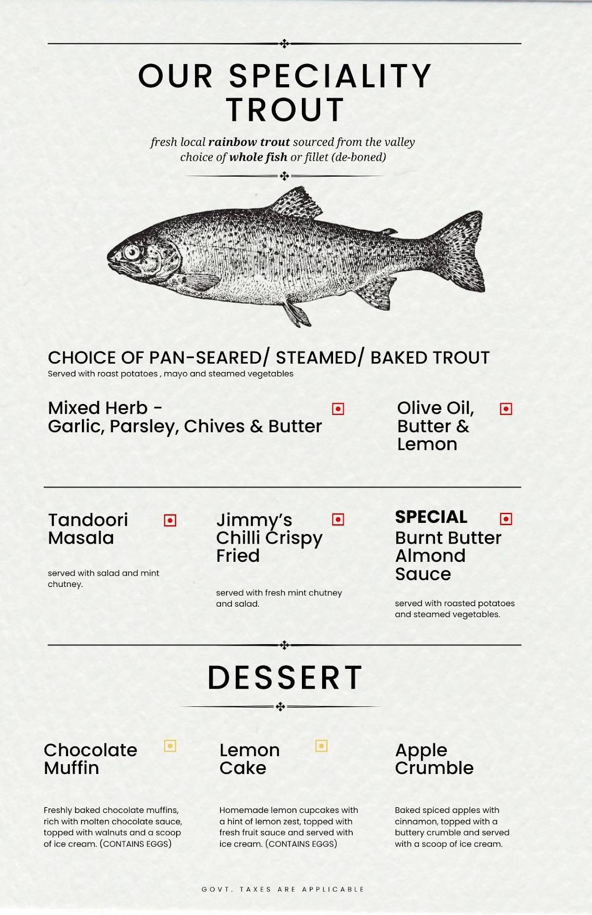 The Johnson's Cafe Hotel & Bar menu