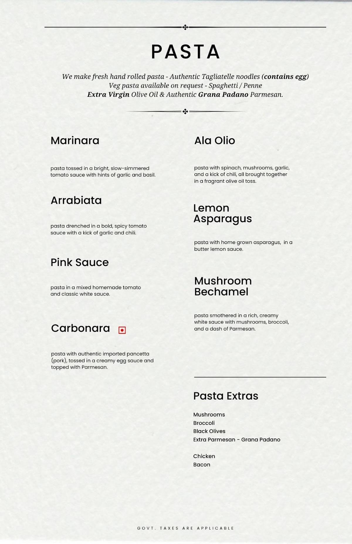 The Johnson's Cafe Hotel & Bar menu