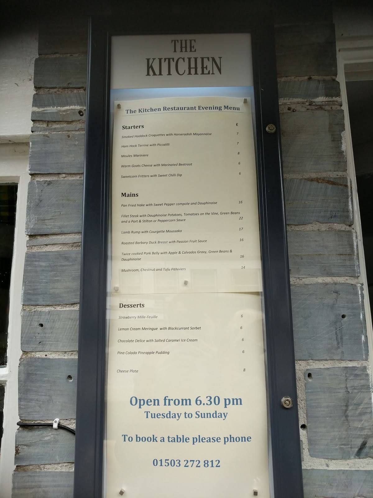 Menu at The Kitchen Coffee House, Polperro