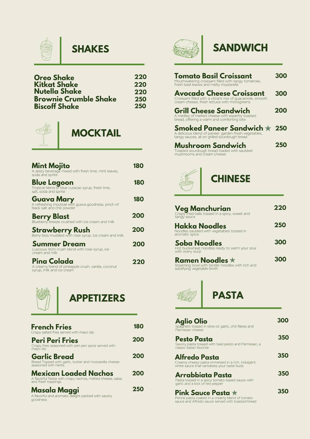 The Leaf Cafe menu