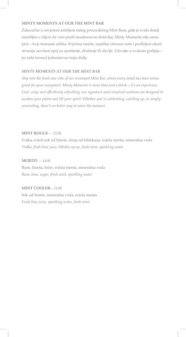 Menu di The Mint Bar 