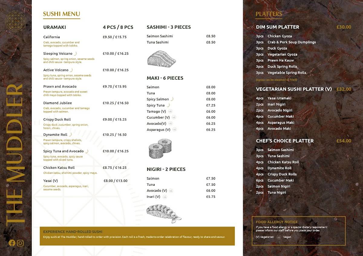 Menu at The Muddler restaurant, Newcastle upon Tyne