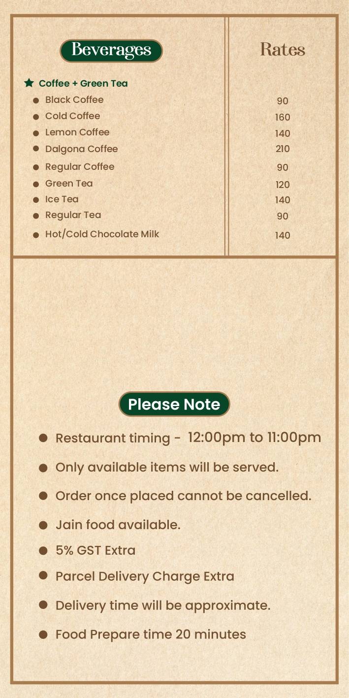 The Natural Kitchen menu