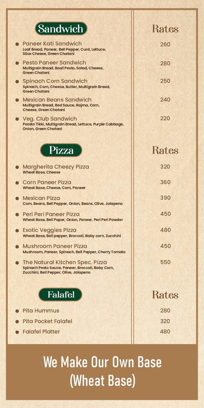 The Natural Kitchen menu