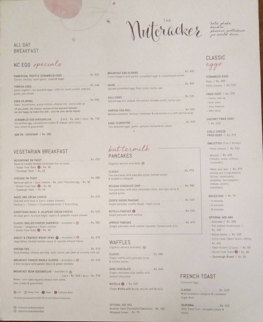 The Nutcracker menu