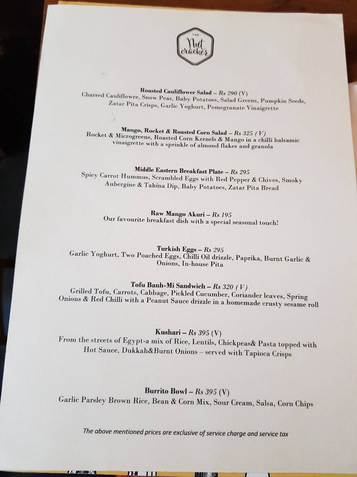 Menu at The Nutcracker, Mumbai, Dr