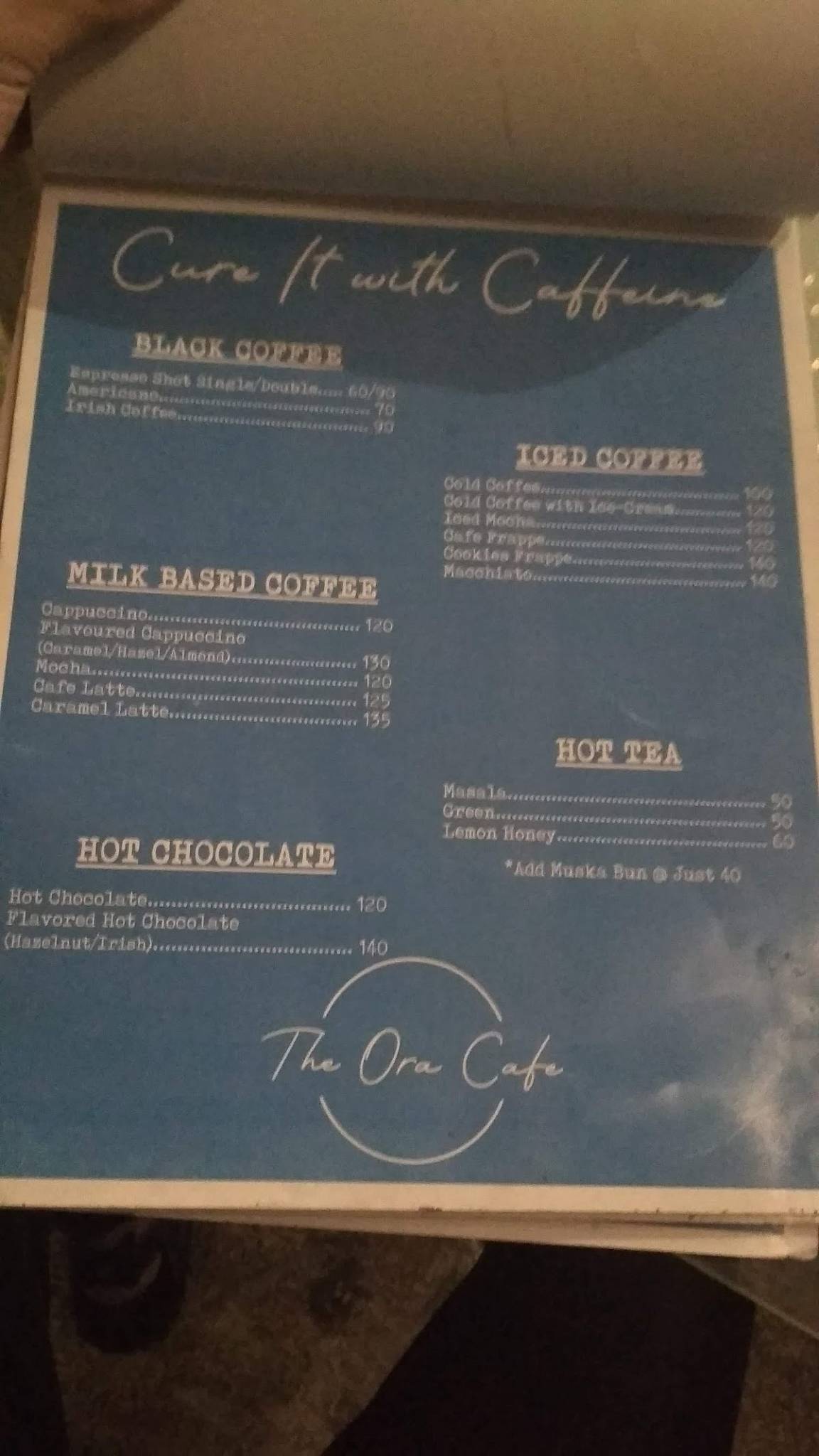 The Ora Cafe menu