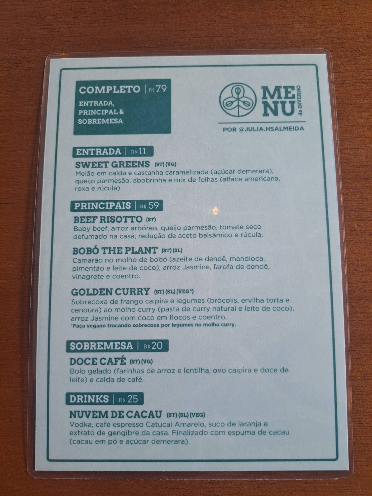 The Plant - Asa Sul cardápio