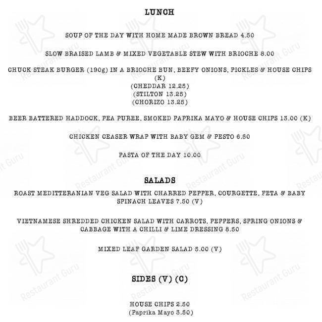 Menu at Print House Bar & Kitchen, London, 133 High St