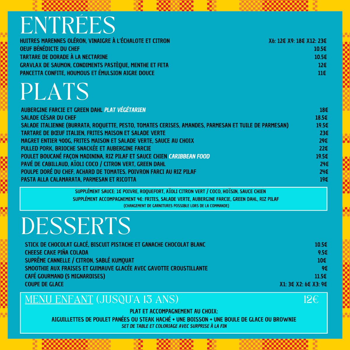 Menu de Le Café Rostand