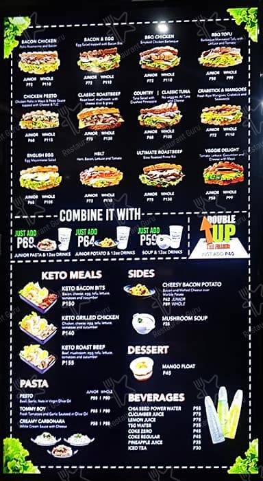 The Sandwich Guy menu