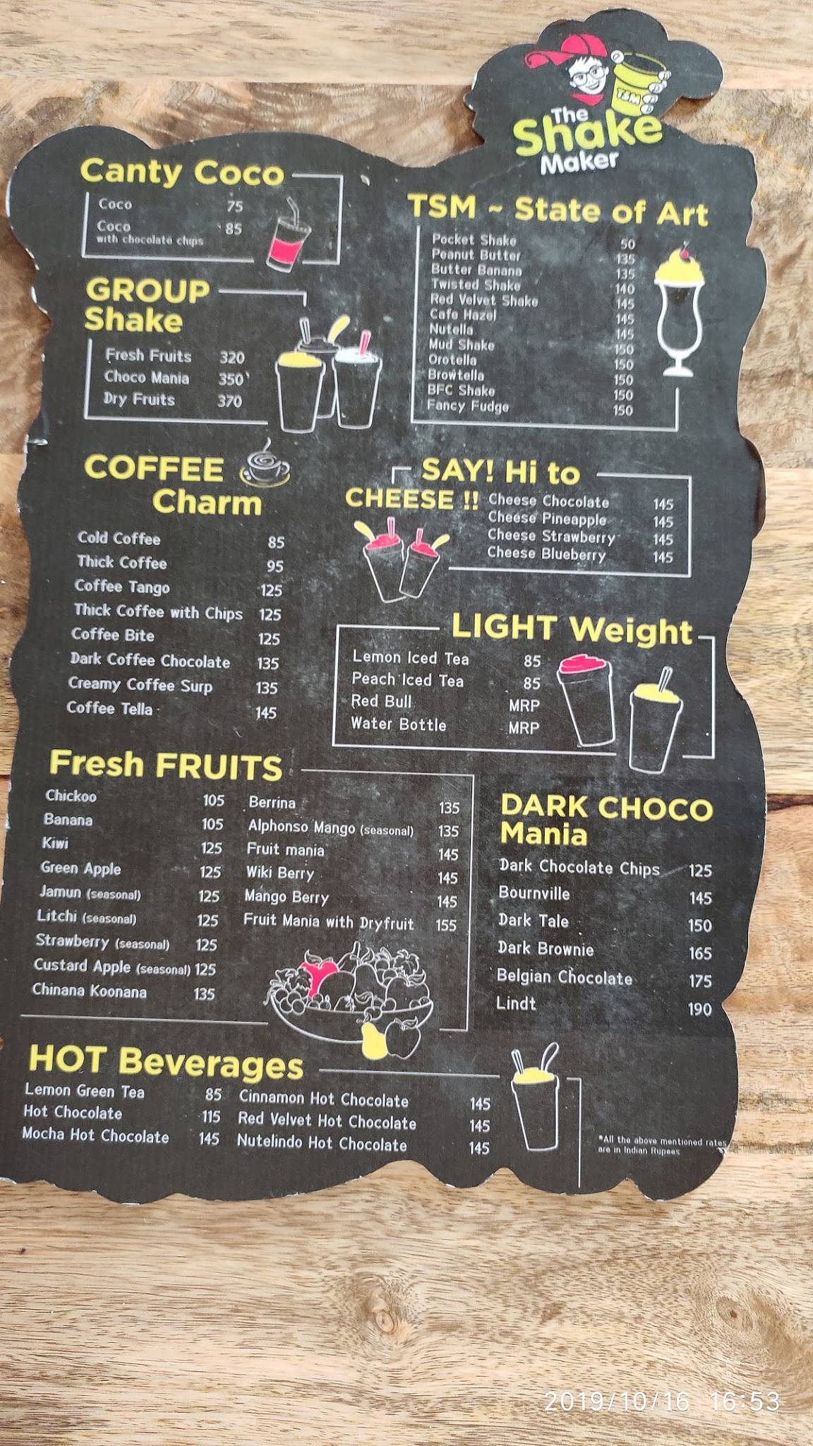 The Shake Maker , Udaipur menu