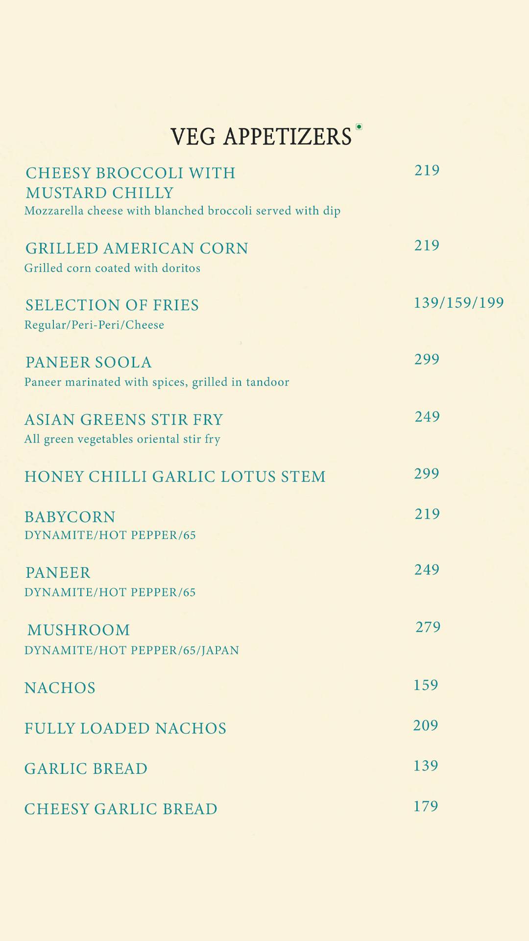 The Space Hangout Cafe and Restaurant menu