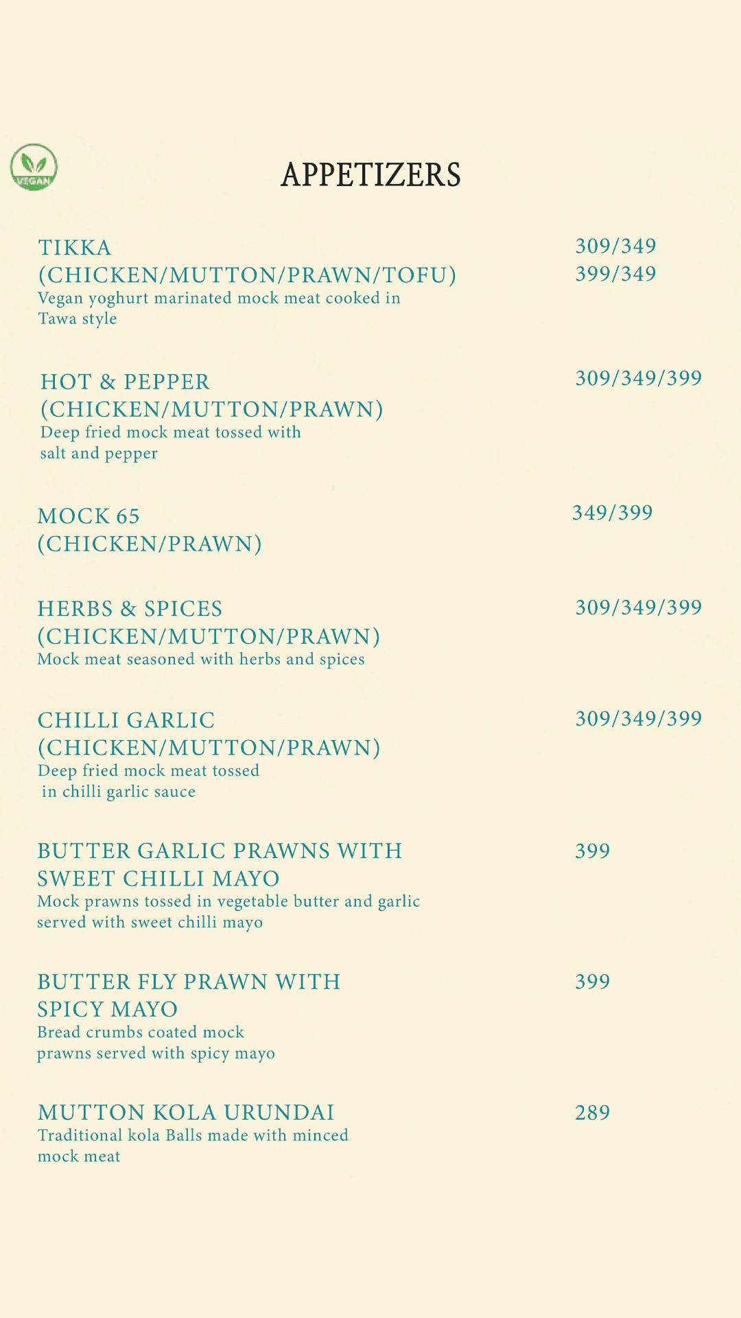 The Space Hangout Cafe and Restaurant menu