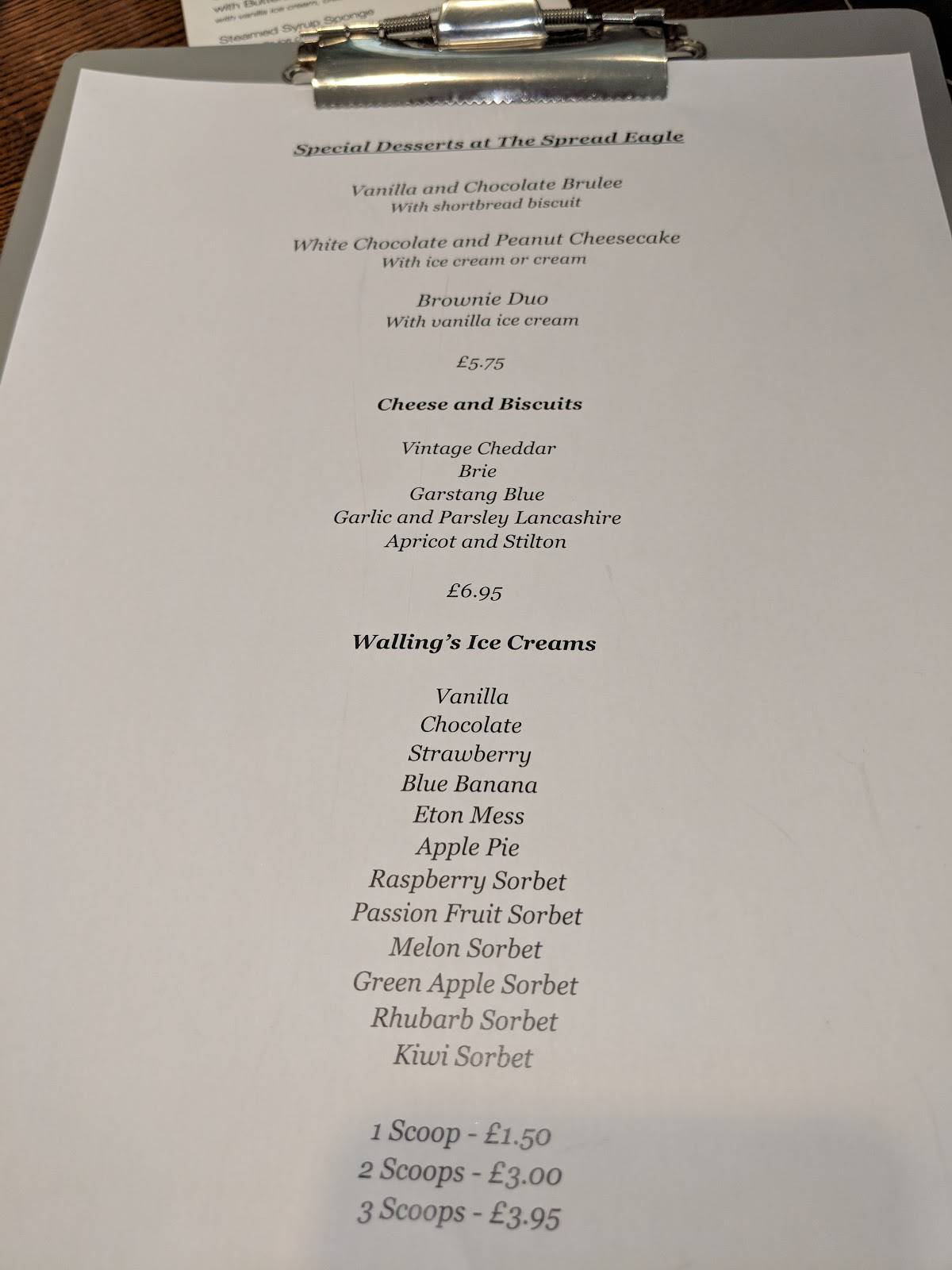 Menu at Spread Eagle Blackburn pub & bar, Mellor, Mellor Ln