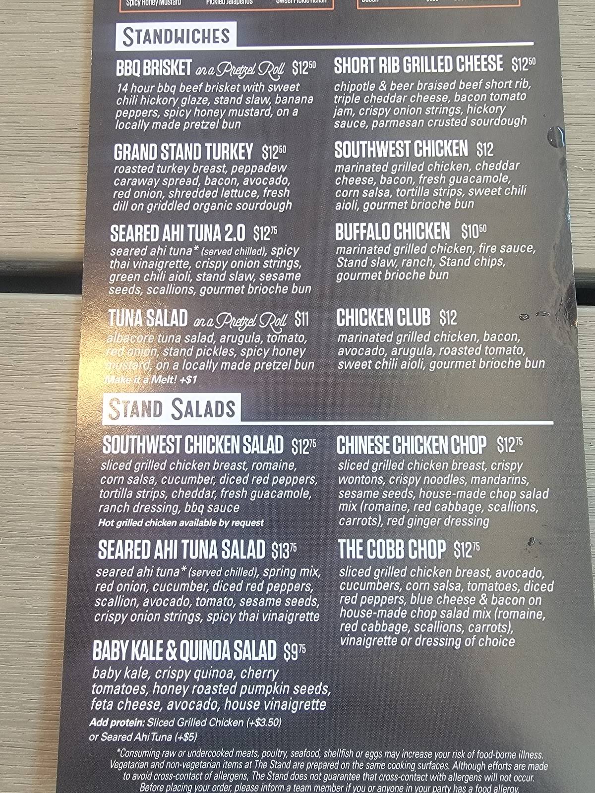 The Stand American Classics Redefined San Diego Menu Menu at The Stand - American Classics Redefined restaurant, San Juan