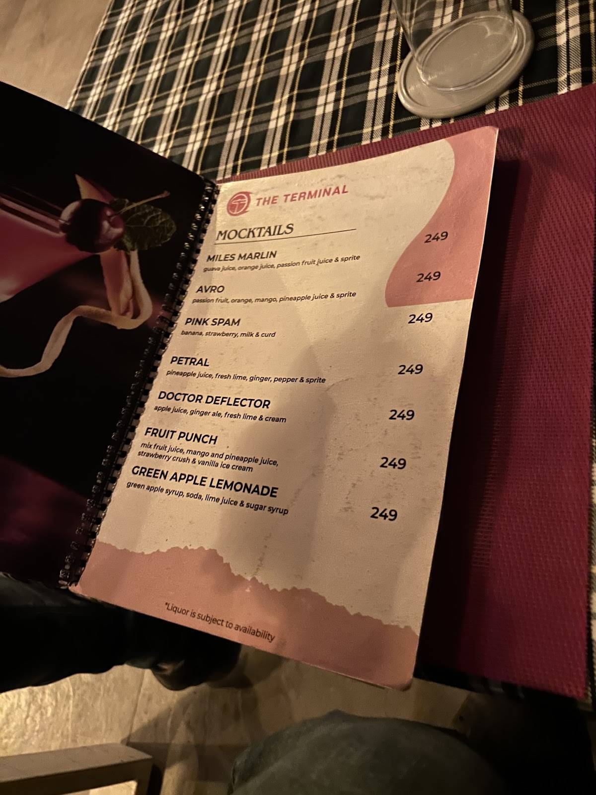 The Terminal Restaurant menu