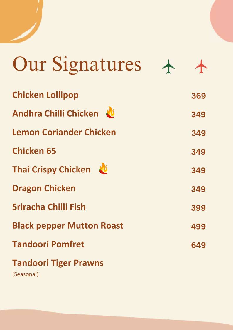 The Terminal Restaurant menu