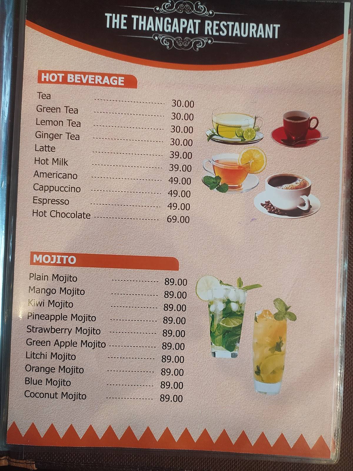 The Thangapat menu