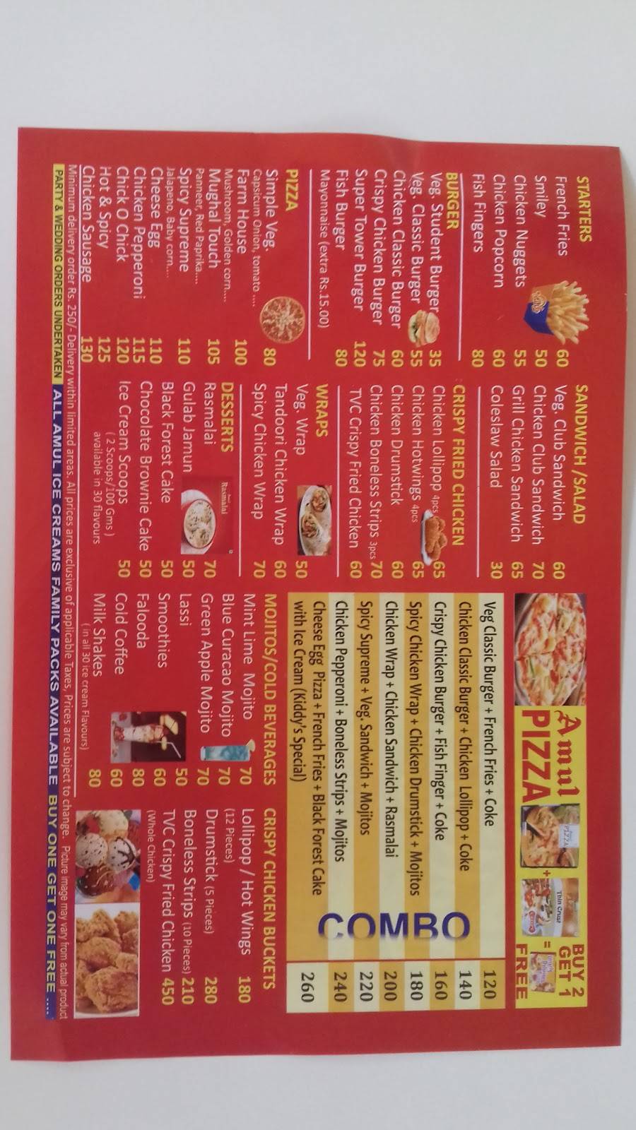 The Vellore Cafe menu