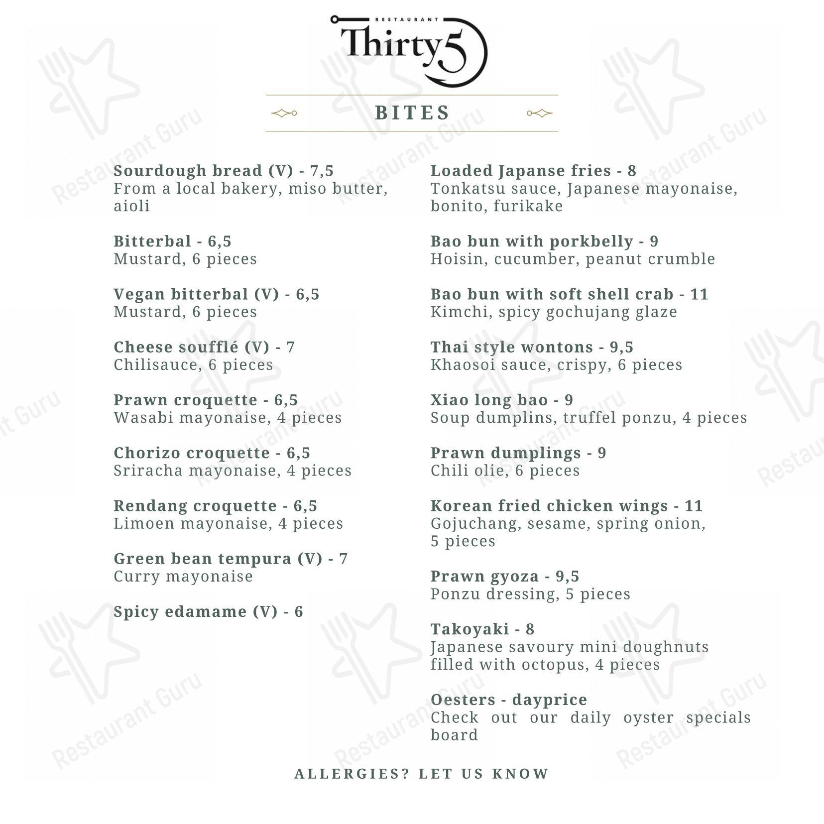 Thirty5 dans Volendam - Menu bar