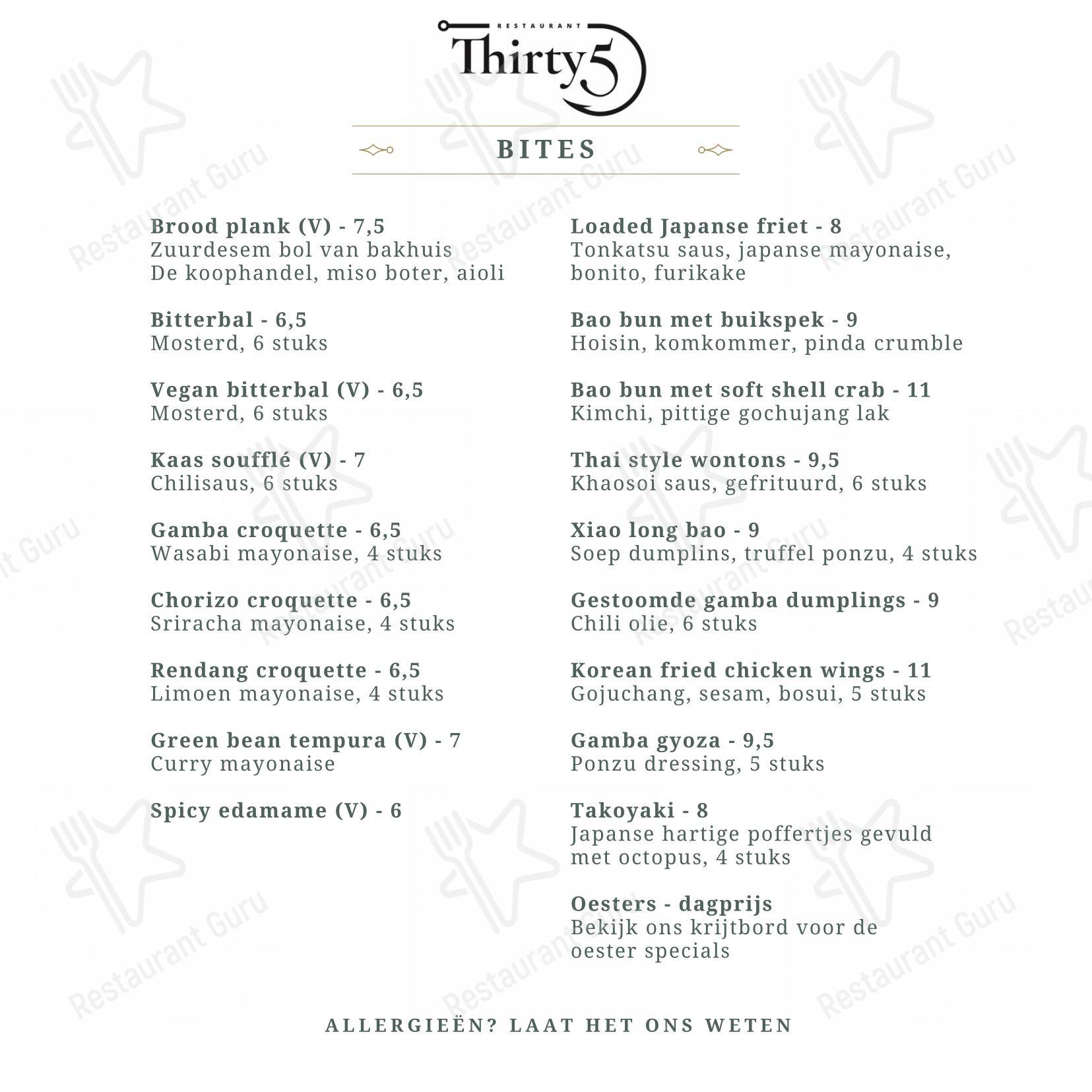 Thirty5 dans Volendam - Menu bar