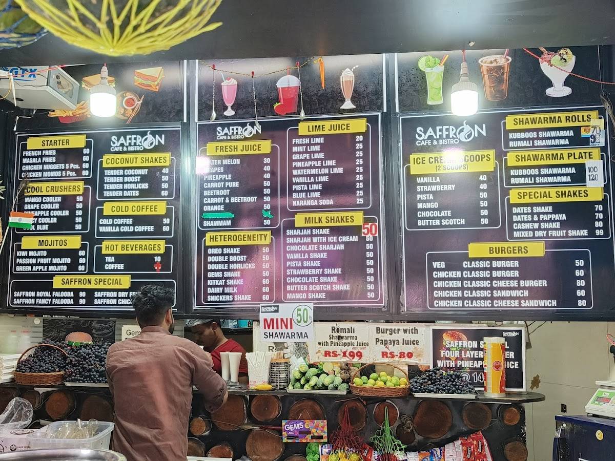 Saffron Cafe menu