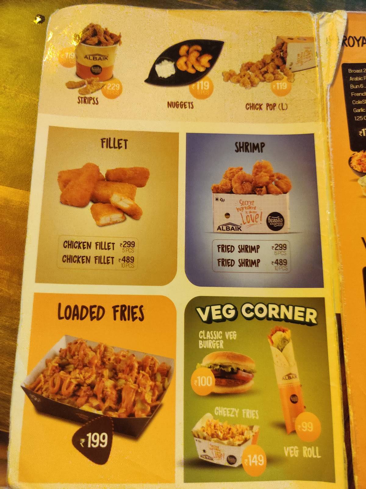 Menu at Albaik Fried Chicken, Thodupuzha