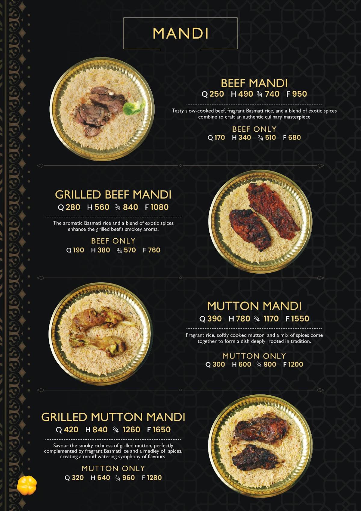 Soofi Mandi menu
