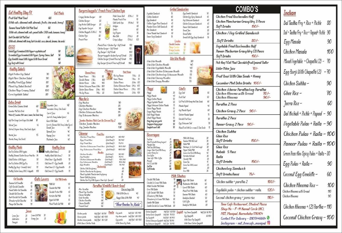 Time Cafe Restaurant menu