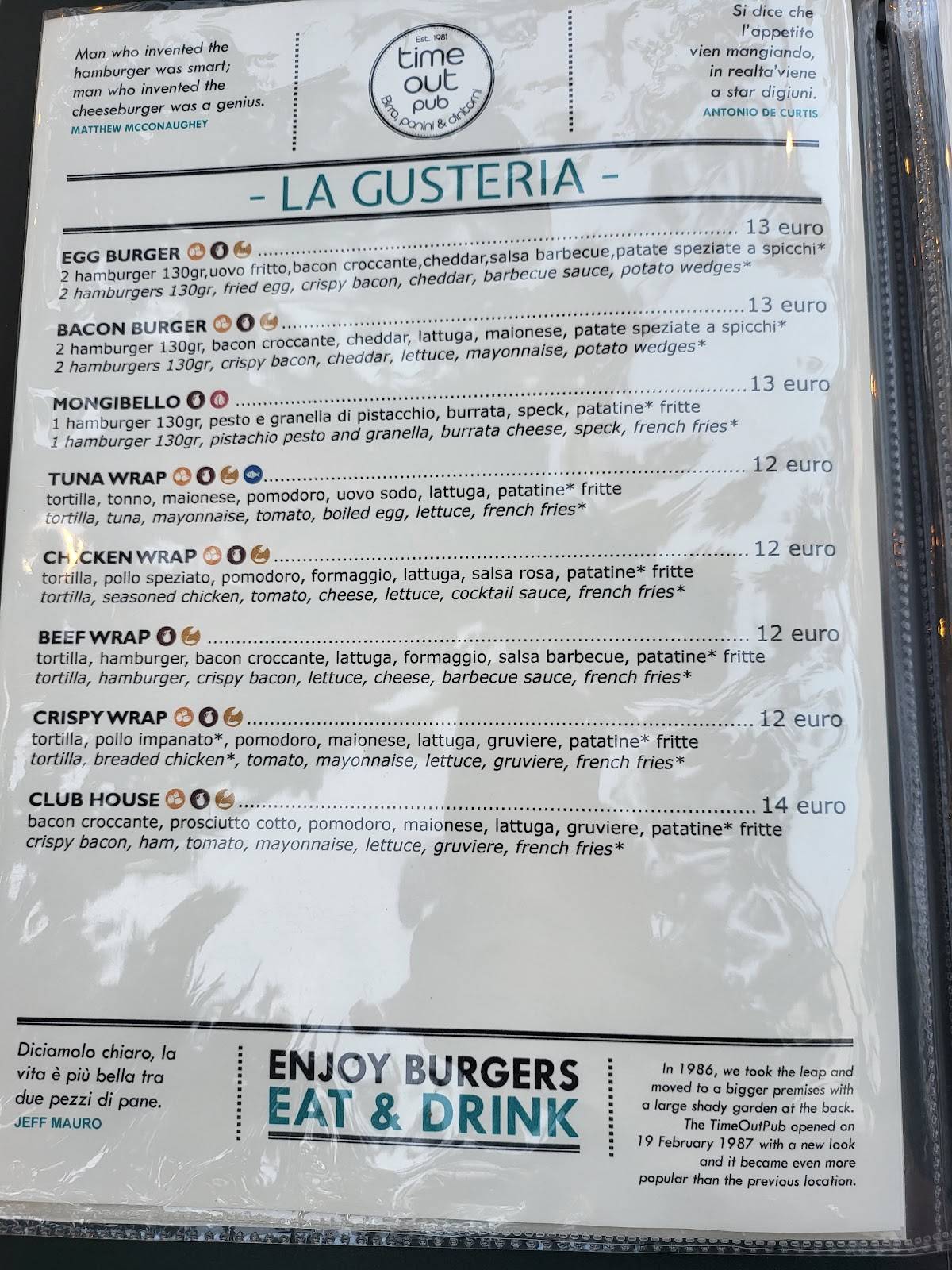 Menu di Time Out Pub 
