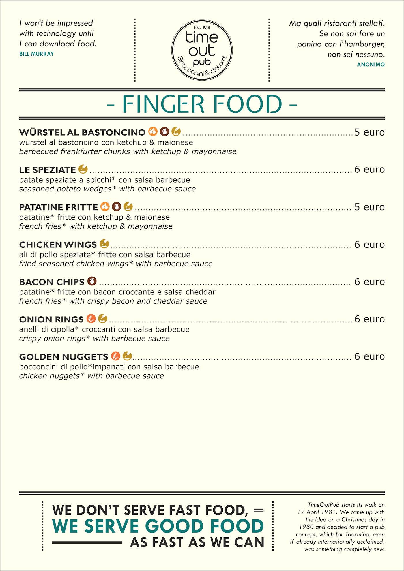 Menu di Time Out Pub 