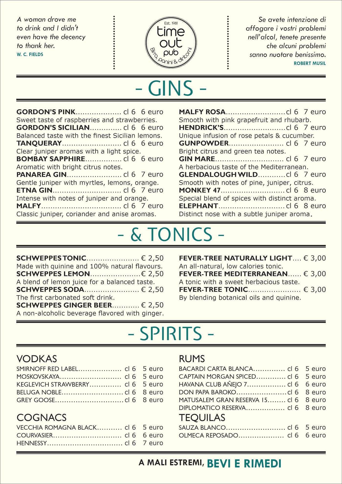 Menu di Time Out Pub 