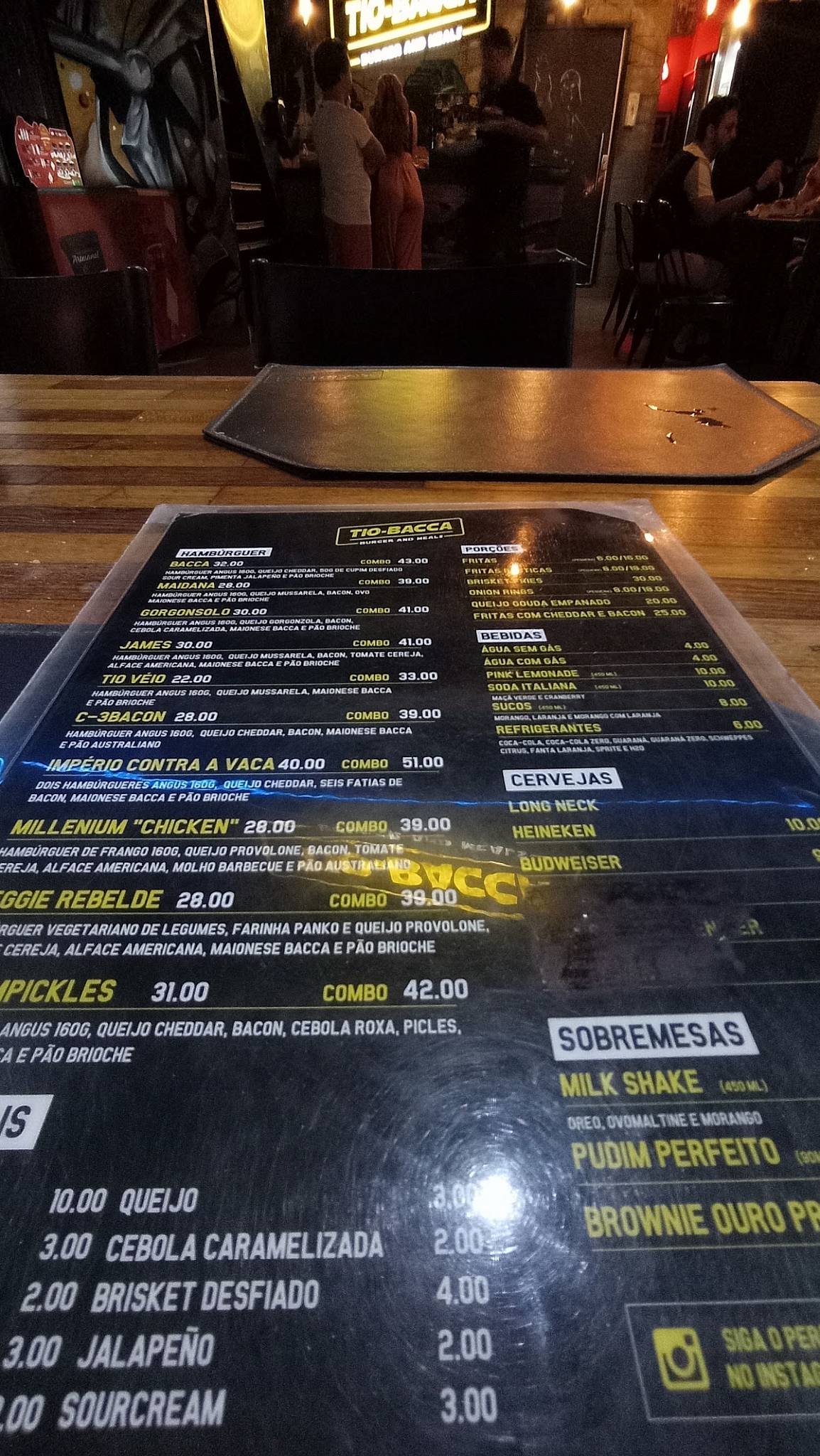 Tio Bacca Burgers cardápio