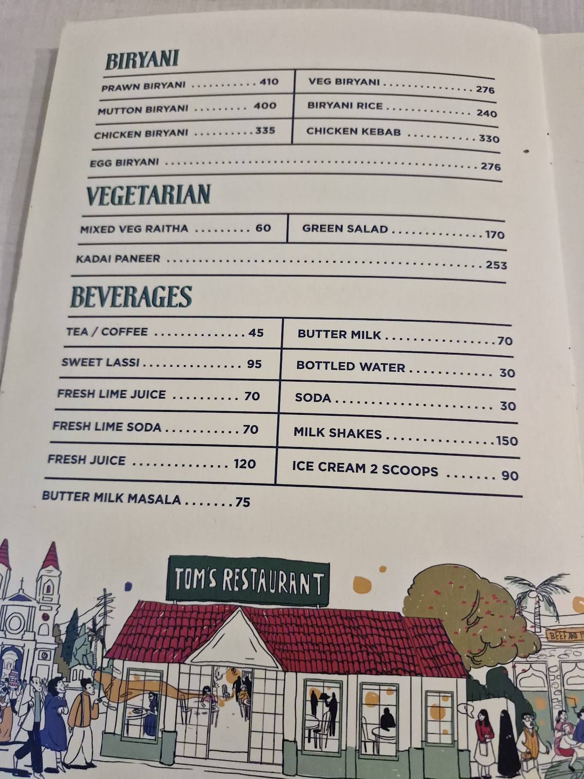 Tom's menu