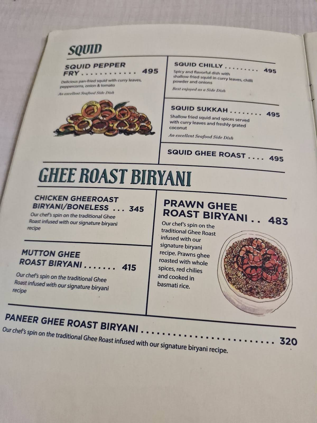 Tom's menu