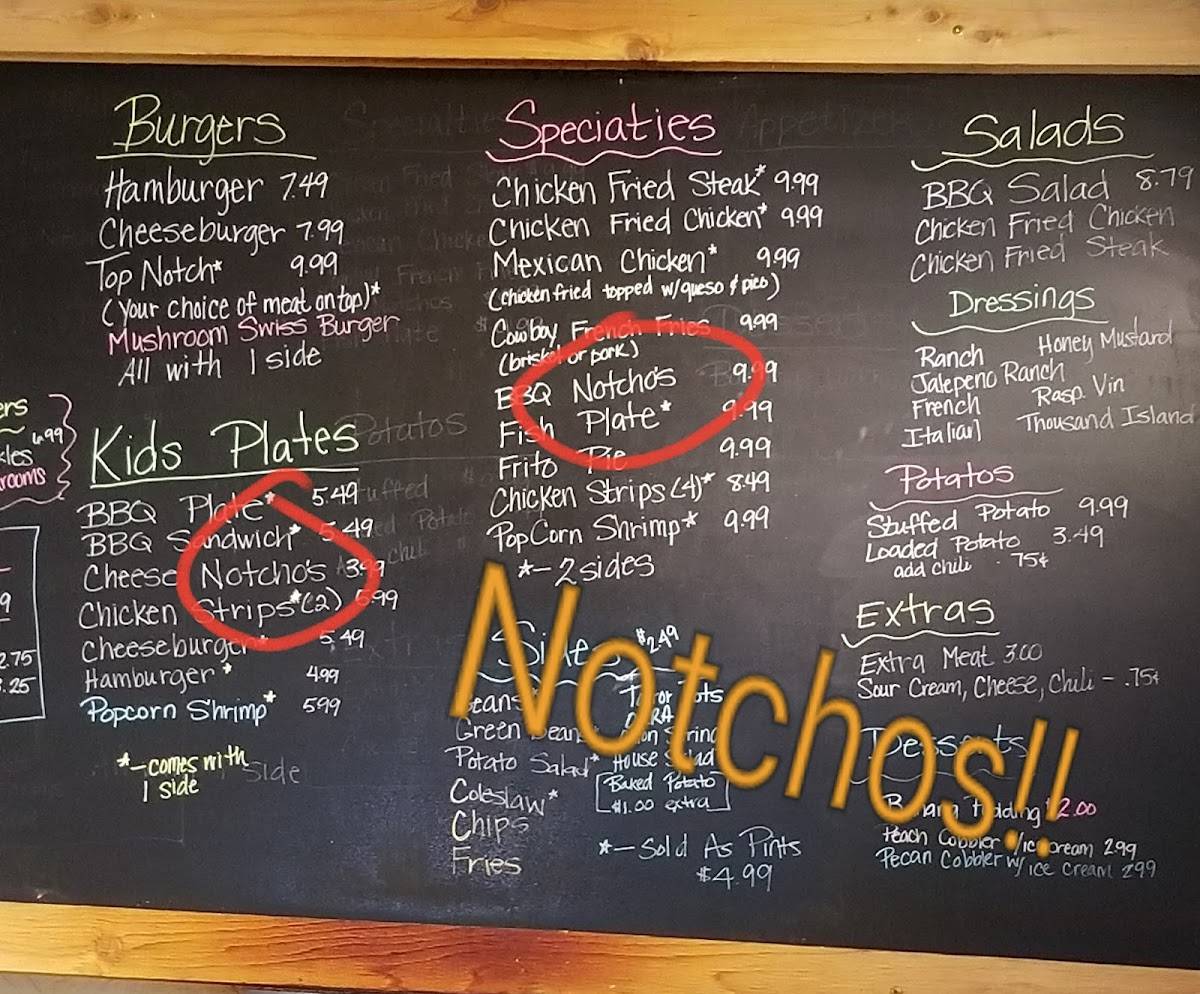 Menu at Top Notch Texas BBQ, Childress
