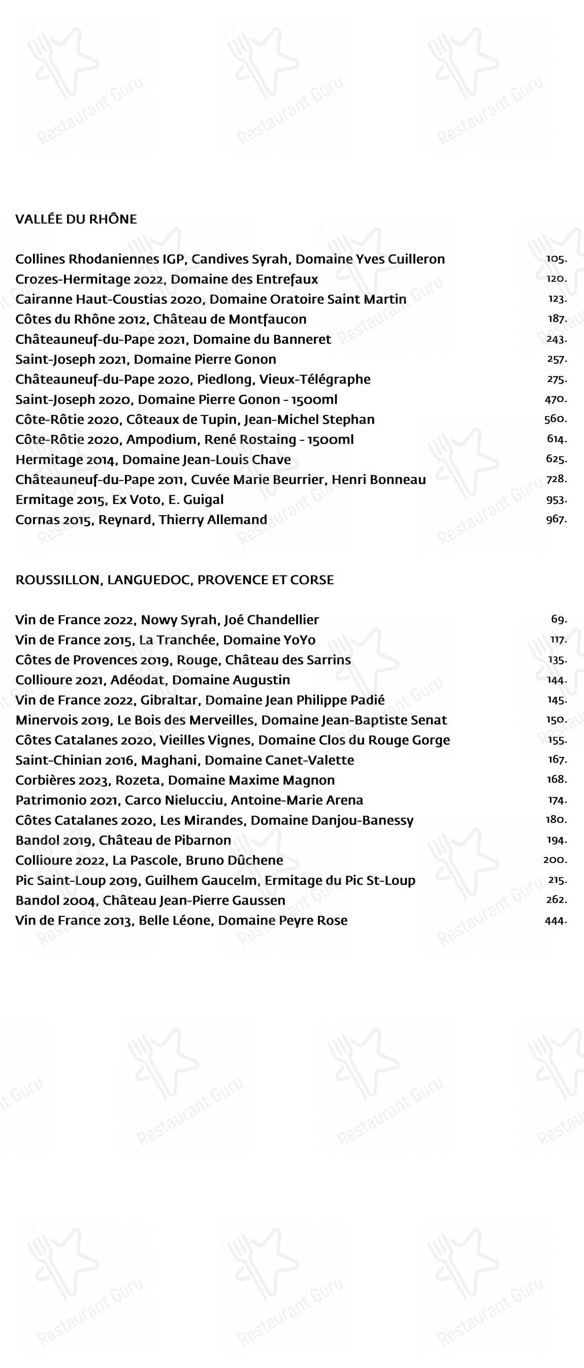 Menu bar pour Restaurant Toqué! dans Montréal