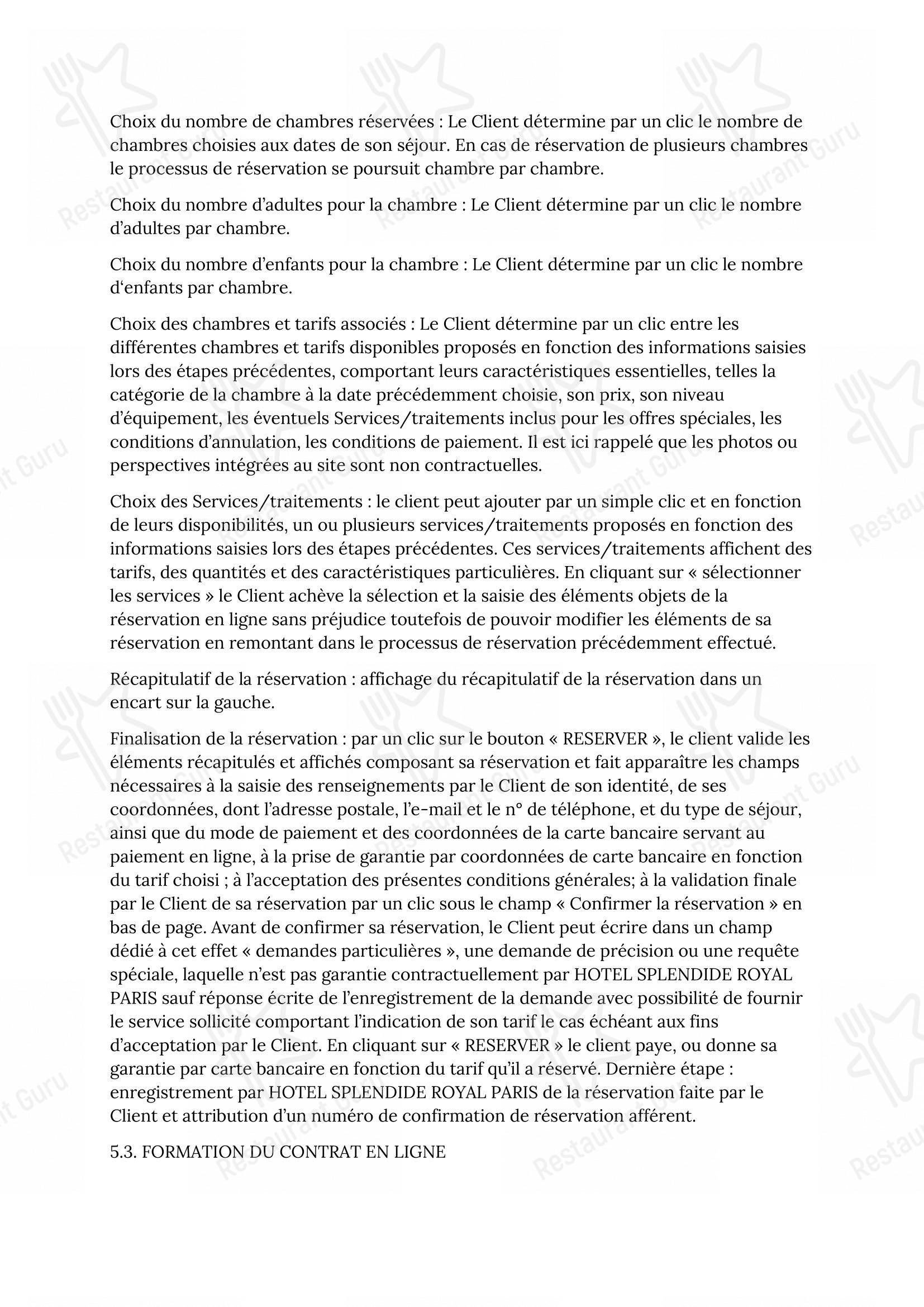 菜单 pour Tosca dans Paris