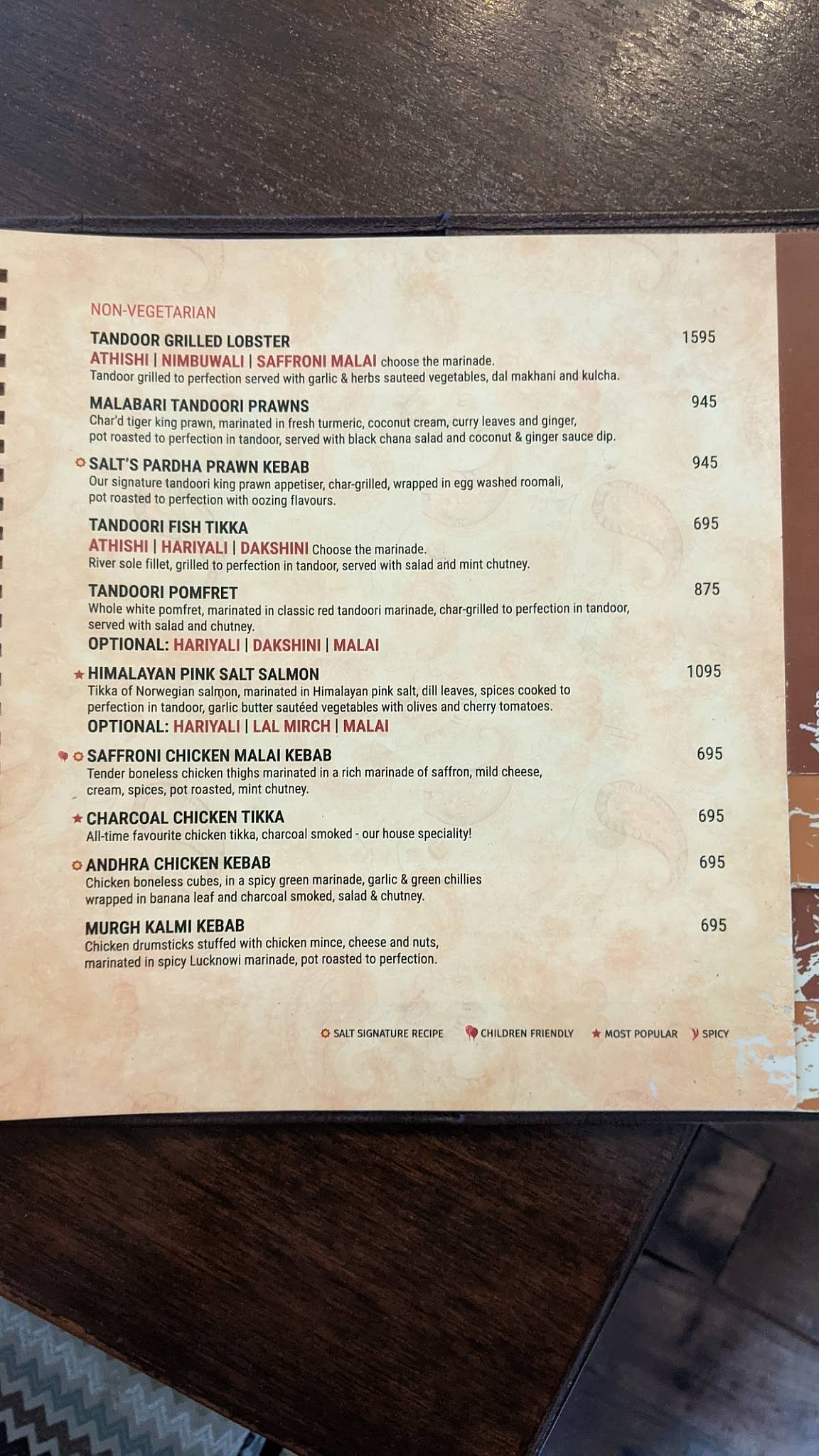 Toscano menu